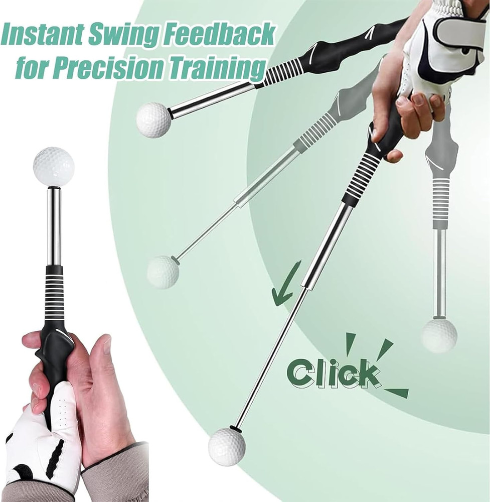 Retractable Golf Swing Training Aid Right-Handed Grip Trainer w Click Feedback