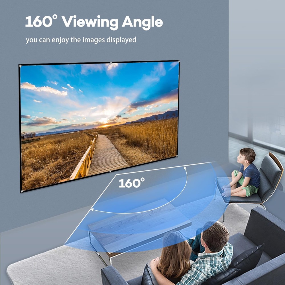 Docooler Projector Screen, 80 Inch 16:9 Foldable Projection 72-Inch