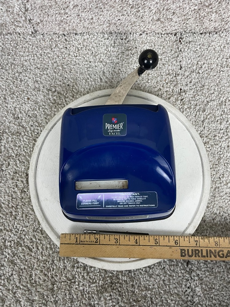 Premier Supermatic Excel Cigarette Making Machine w/ Manual 6"x2.5 Blue