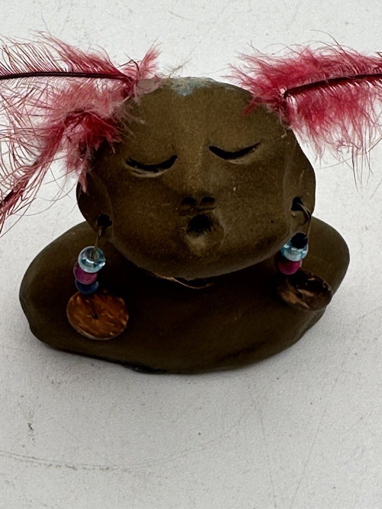 Indigenous Bust Peruvian Hand Crafted From Clay Feathers Need Replaced