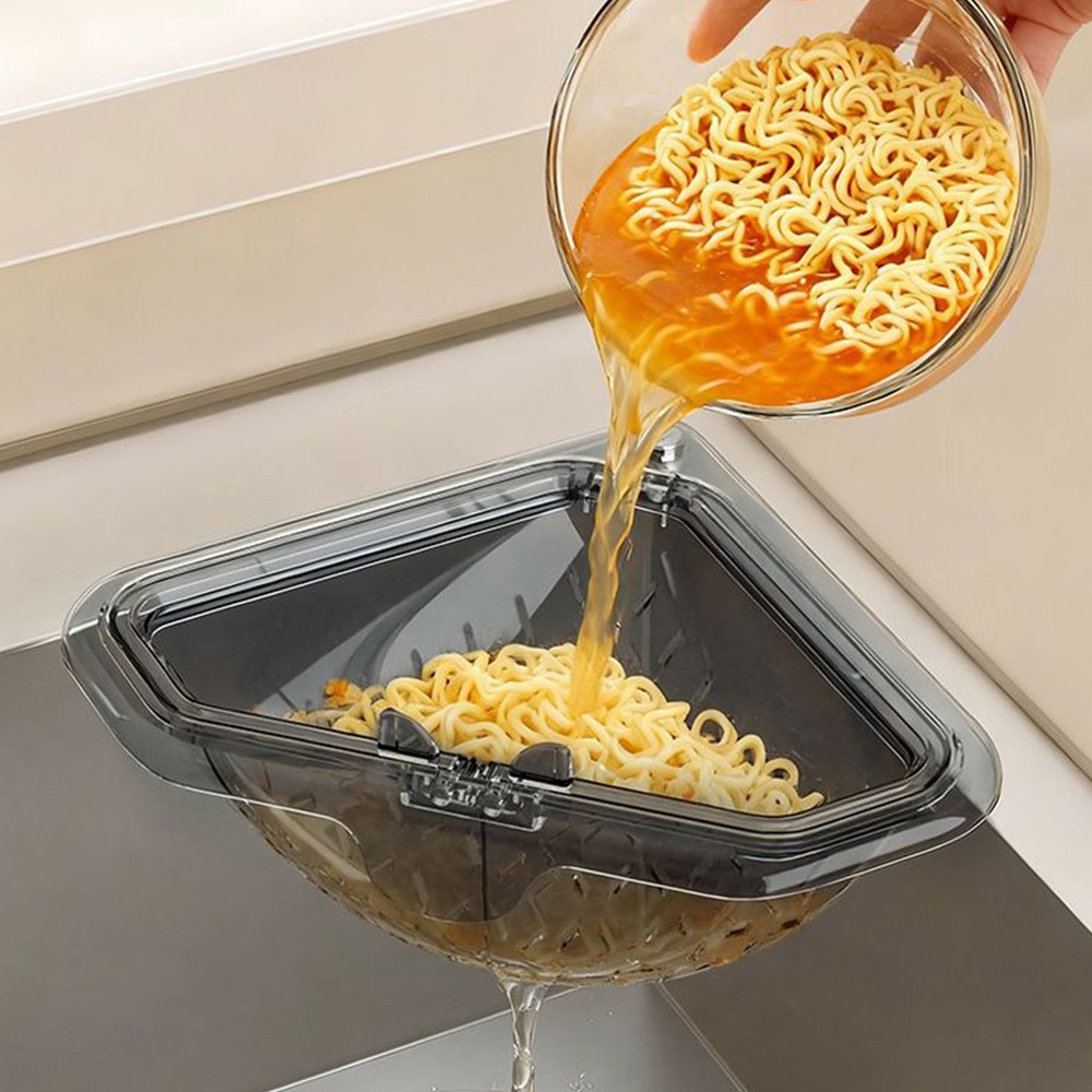 Corner Sink Strainer Magnetic Suction Storage Rack Triangle Drying Kitchen