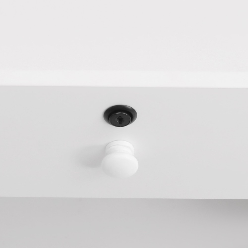 Modern Warm White Reception Desk, Reception Counter With a Lockable Drawer