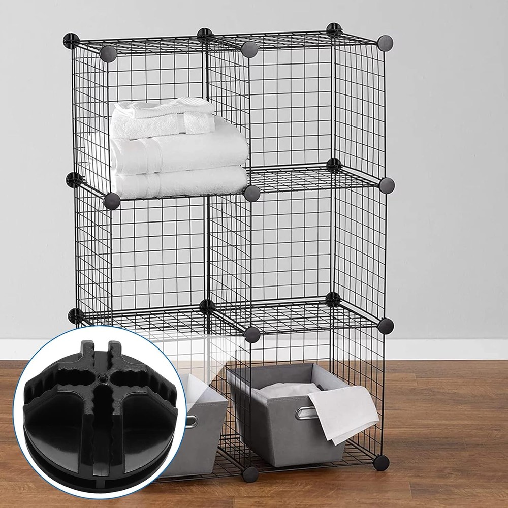 Litoexpe 36 Pcs Wire Cube Plastic Connectors for Storage, Black