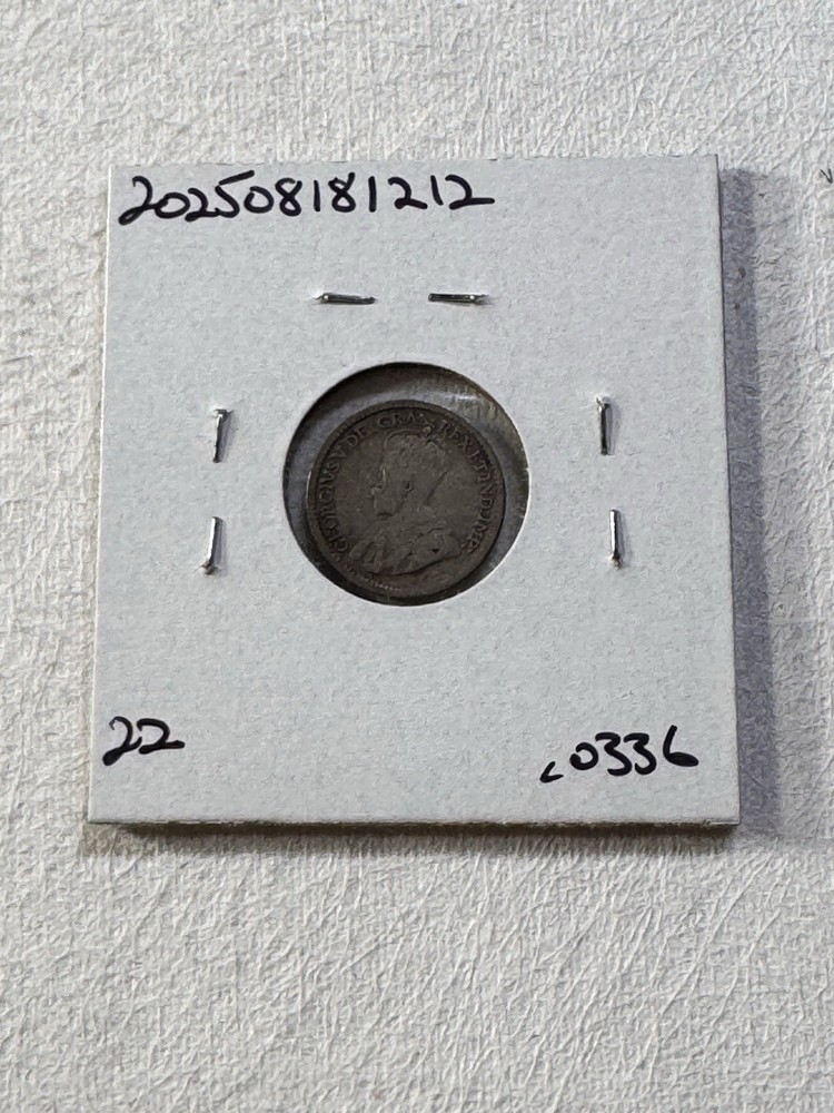 1912 Canada 5 Cents Small Silver Coin