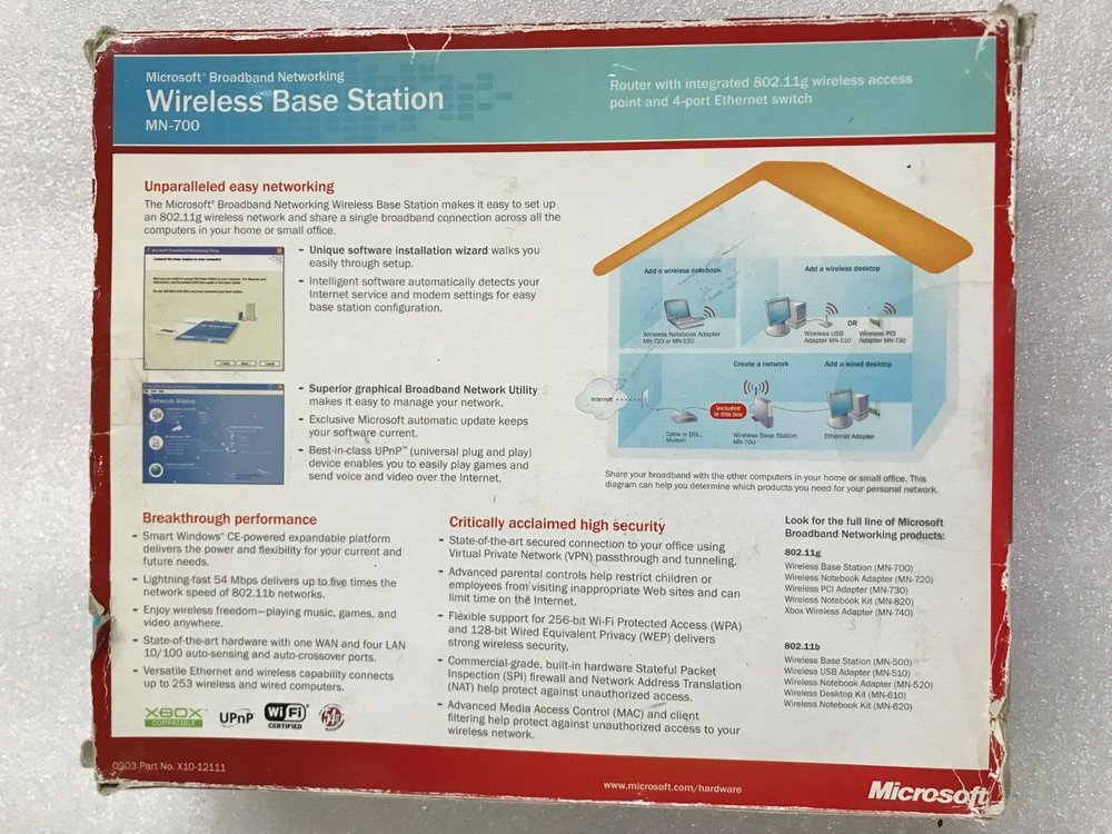 Networking Wireless Wired Router Microsoft Broadband MN-700 - NEW
