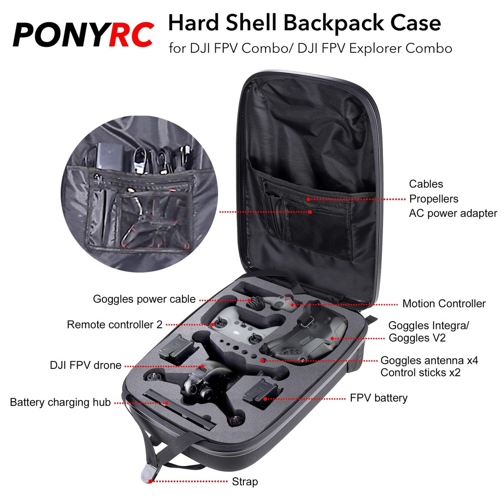 Portable Hard Case For Dji Fpv Combo Waterproof Shockproof Backpack Bag For Dji