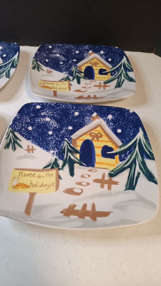Wonderland Traditions 4Pc Christmas Cake Serving Set W 4 Server Plates