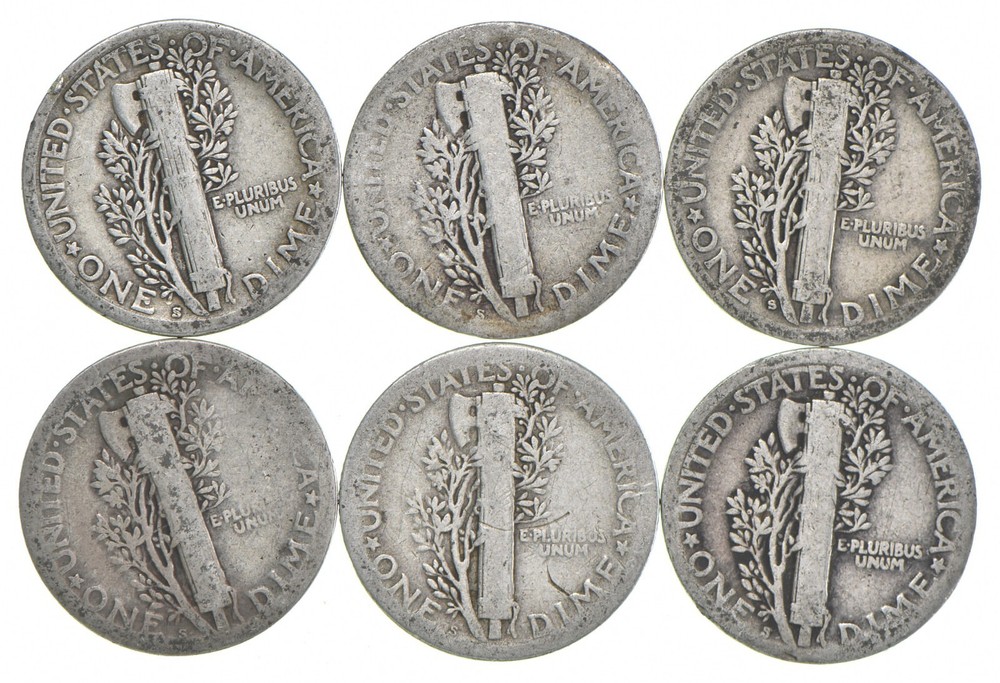 G+ 1917-S Mercury 90% Silver Dime