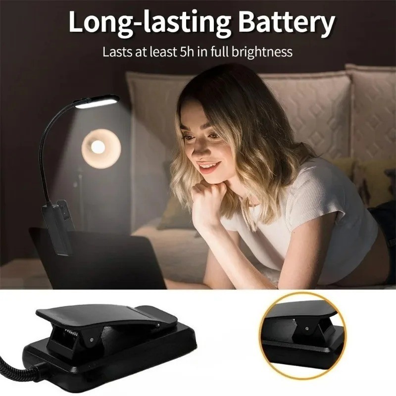 LED Book Light Reading Light Eye Caring Clip-on USB Rechargeable Dimmable Light