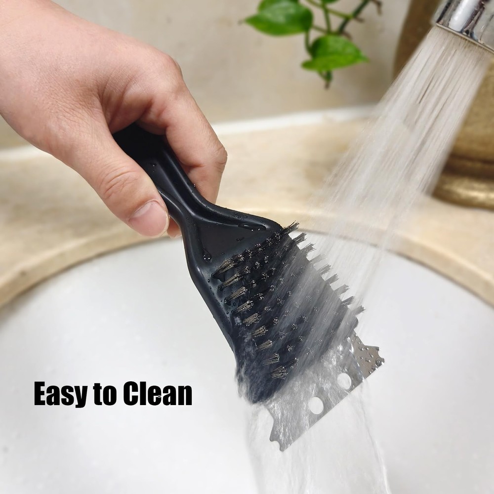 Wire Brush with Scraper for Paint Removal Rust 8 inch (2-Pack), Black