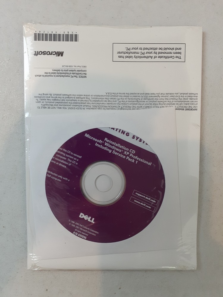 Dell Reinstallation CD Microsoft Windows XP Professional Service Pack 1 NEW 2002