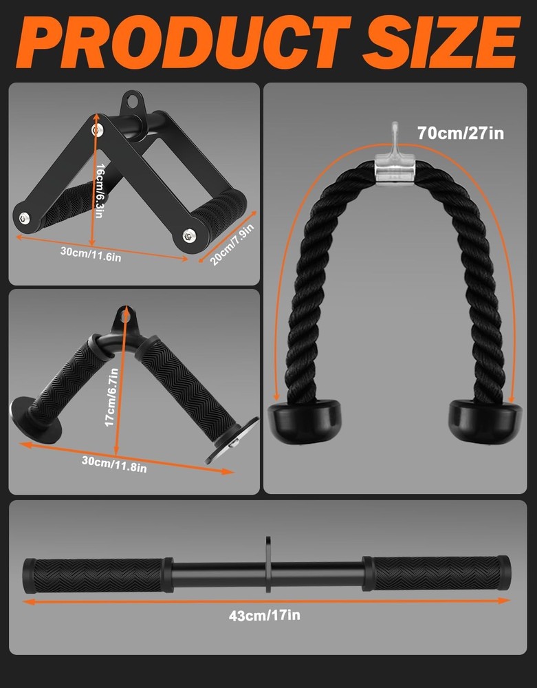 Cable Machine Attachment Set, LAT Pulldown Attachments for Home Gym Equipment...