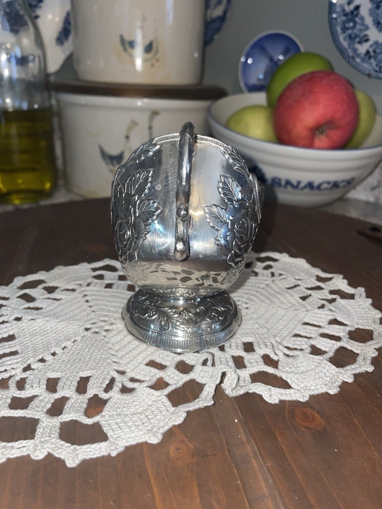 Victorian Silverplate Creamer Rose Pattern Floral Design