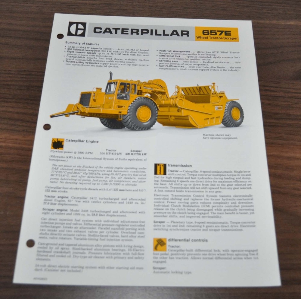 Caterpillar 657E Wheel Tractor Scraper Specification Technical Brochure Prospekt
