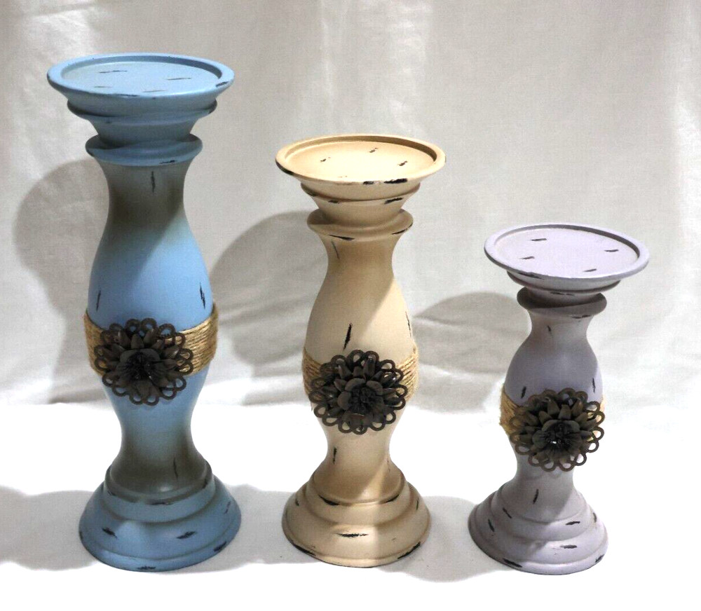 3 Farmhouse Decor Candle Holders