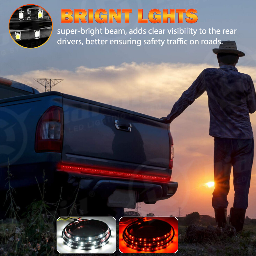 60" Inch Truck Tailgate LED Light Bar Brake Reverse Turn Signal Stop Tail Strip