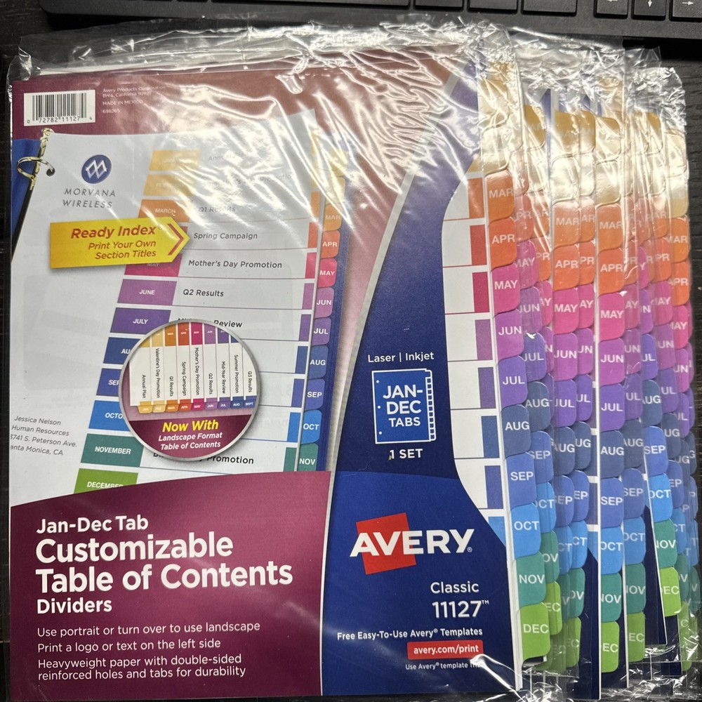 AVERY (13-PACK) Jan-Dec Tab Dividers Customizable Ready Index Multicolor 11127