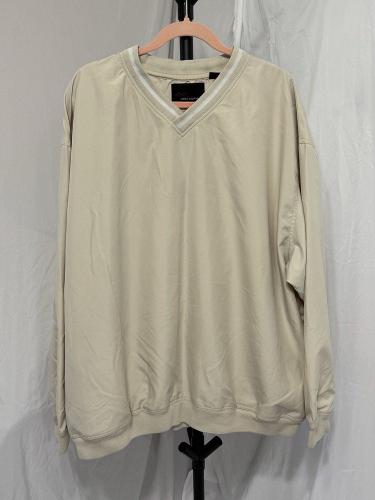 Greg Norman Beige Windbreaker Sweater Men Extra Large Golf Jacket Pullover XL