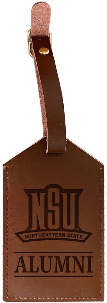 Northeastern State University Engraved Leather Luggage Tag (Multiple Designs)