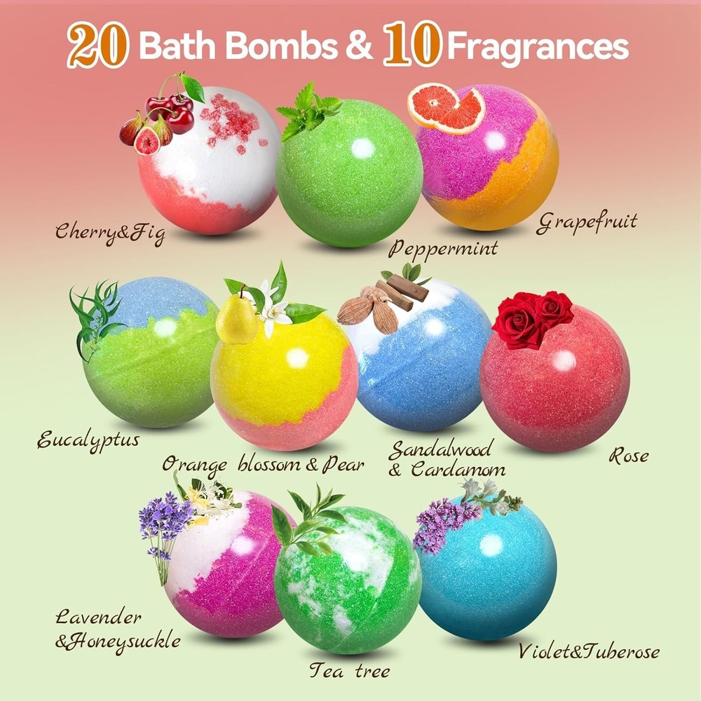 Bath Bombs for Kids with Surprise Inside, 20 Pack Handmade Bath Bomb Gift Set...