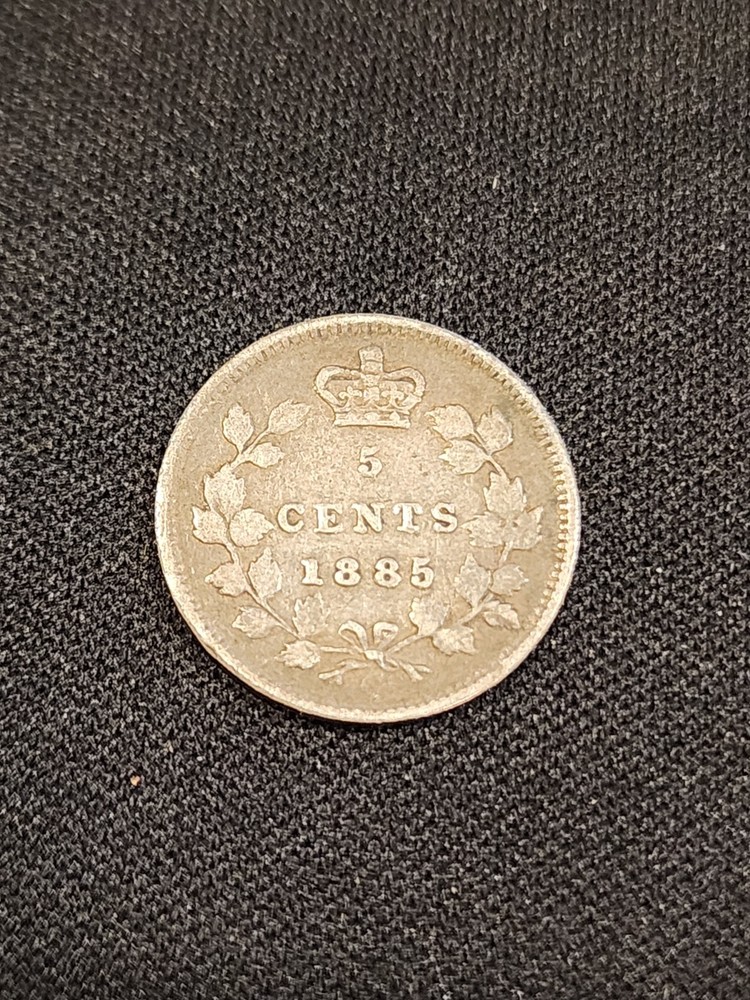 1885 Canada 5 Cents Silver Coin