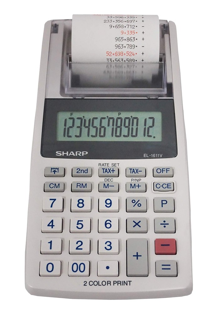Sharp EL-1611V Handheld Portable Cordless 12 Digit Large LCD Display Two-Colo...