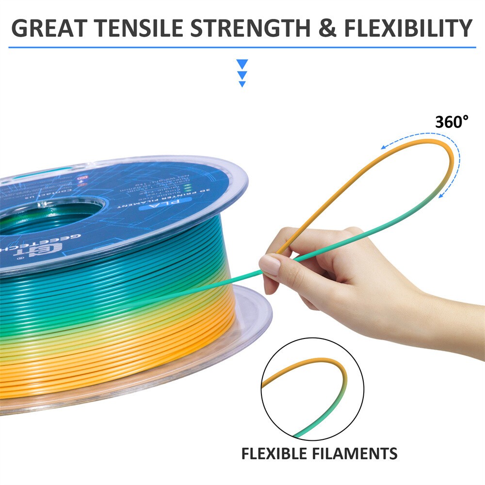 GEEETECH 3D Printer Filament High Quality PLA Gradient 1.75mm 1KG/Roll FDM
