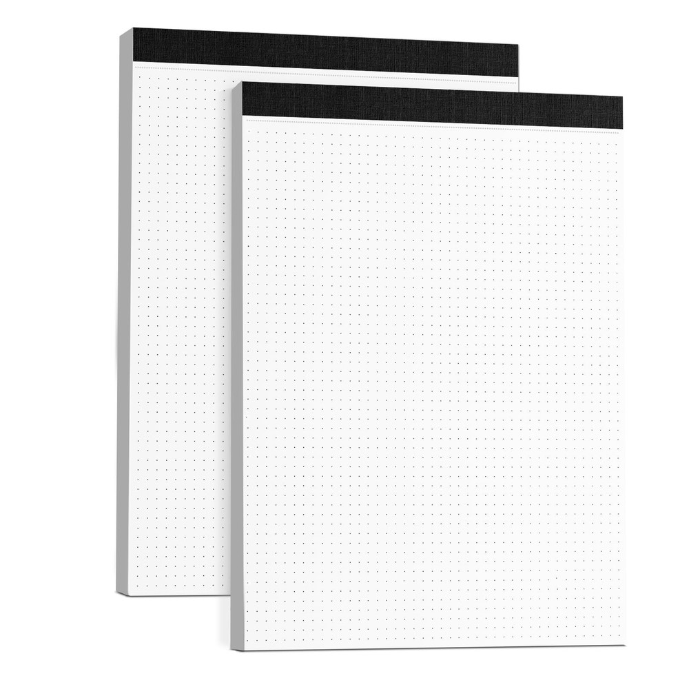 Dot Grid Desk Notepad 2 Pack 8.5 x 11 Dot Paper Pad, 30 Sheets per Pad, White...