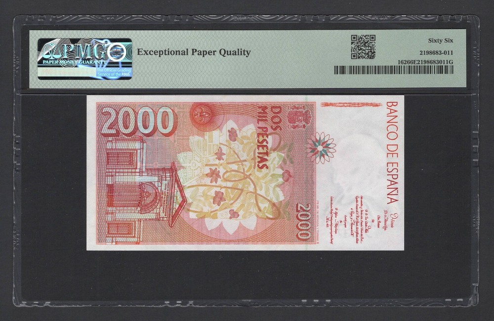 Spain 2000 Pesetas 1992 P162 Uncirculated Grade 66