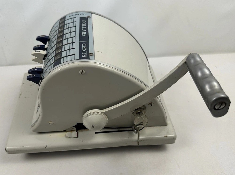 Vintage Paymaster X-2000 Check Writer Embossing Machine w/ Keys Chicago