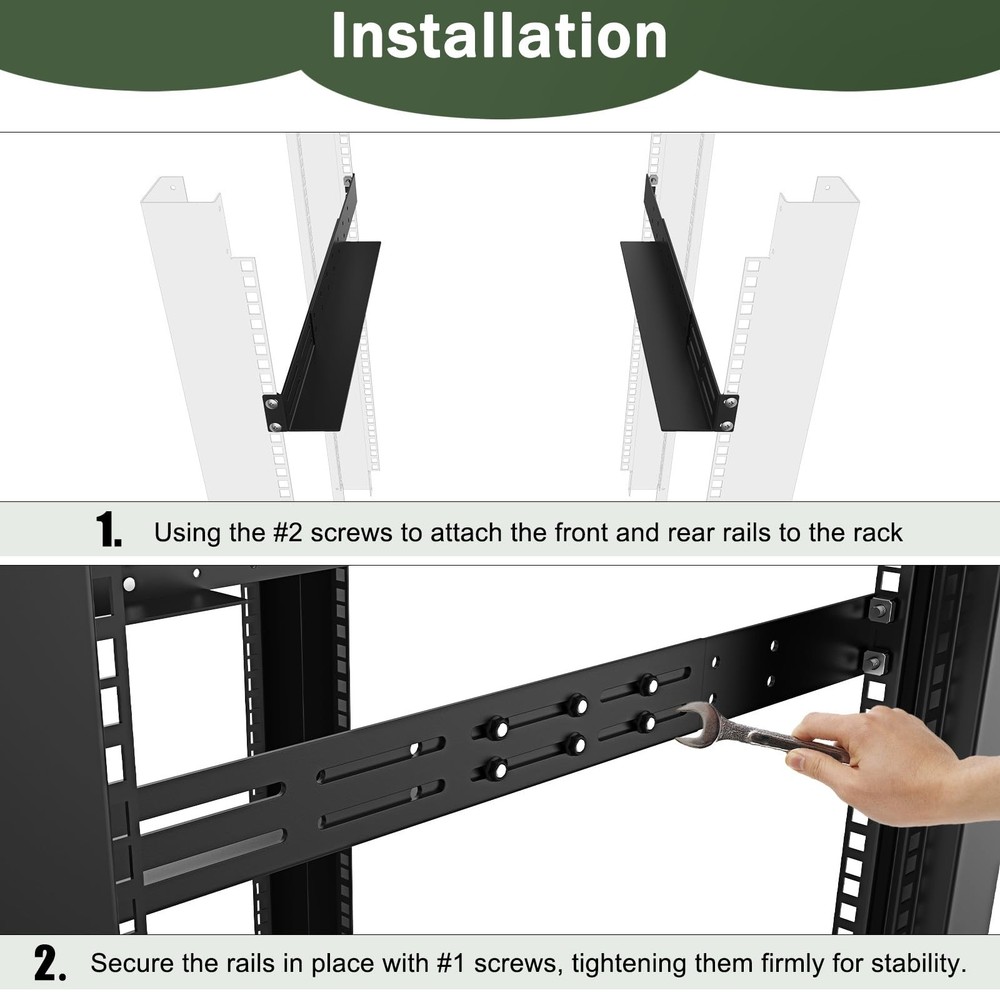 1U Universal Rack Mount Rails 4-Post Server Rack Shelf Rail 16"-30" Adjustabl...