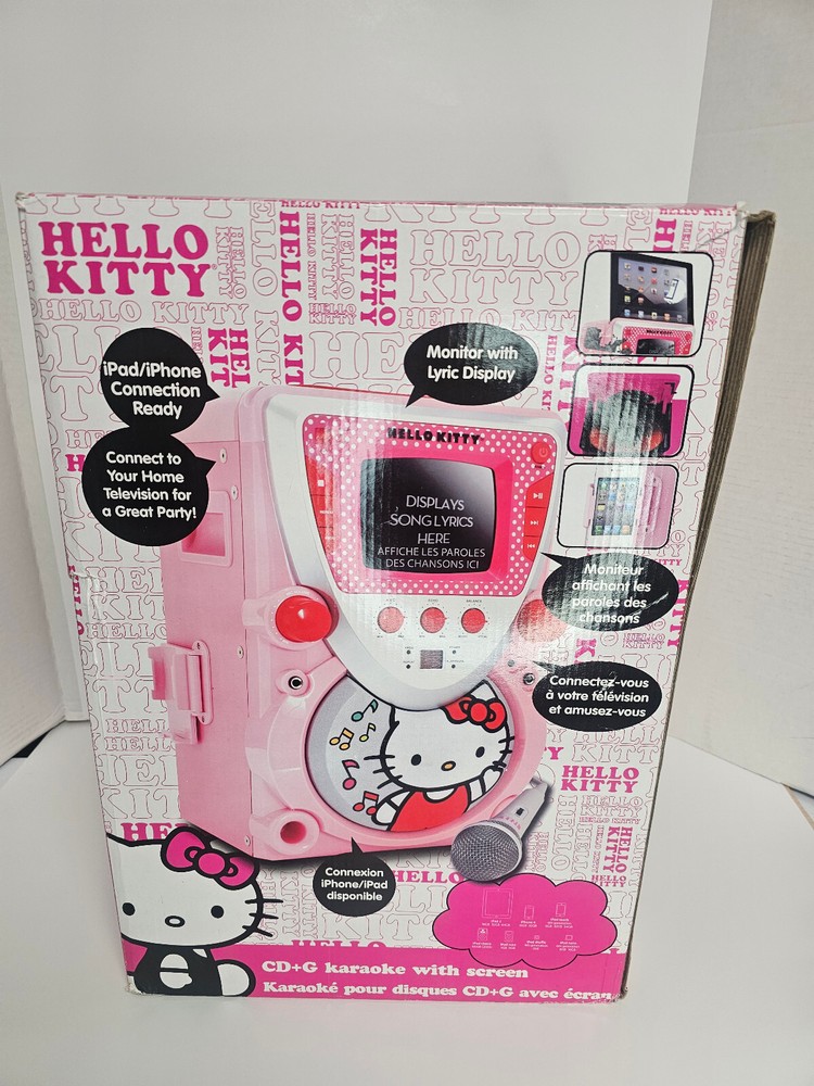 Hello Kitty CD+G Karaoke machine Microphone w Screen IPad & IPhone Connection