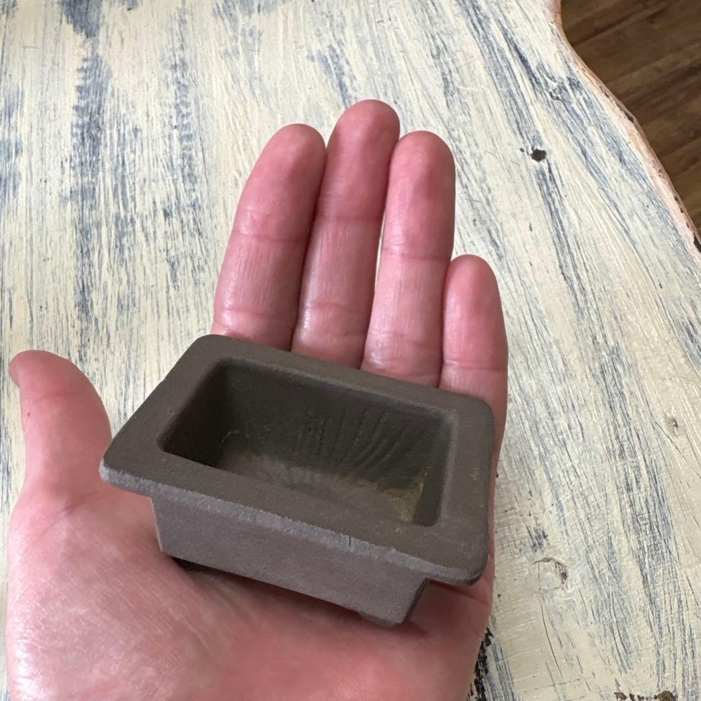 Small Bonsai Pot Dark Brown Rectangular Japanese Art Miniature Tree Container