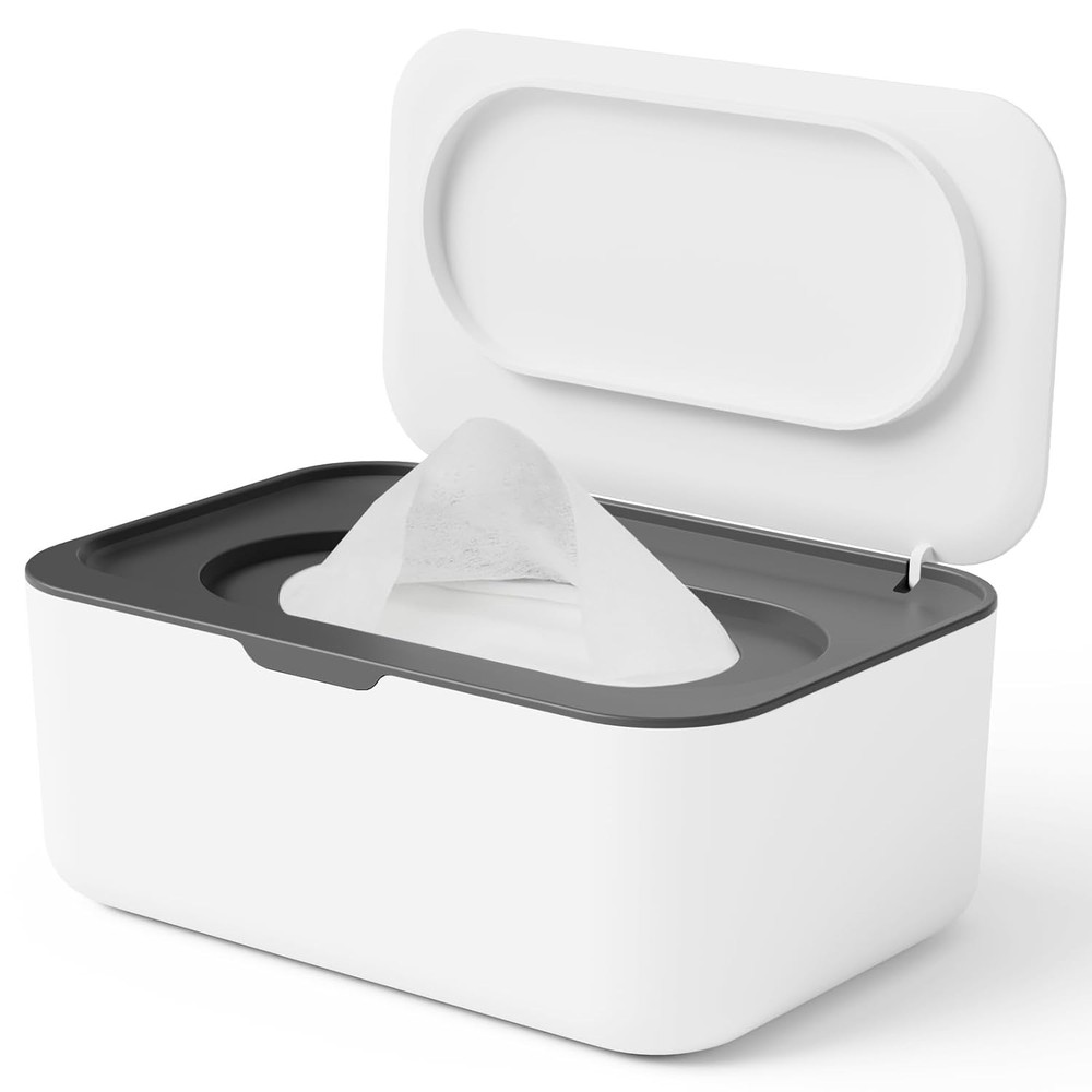 Refillable Grey Wipes Dispenser for Baby & Adult - Easy Pull Design