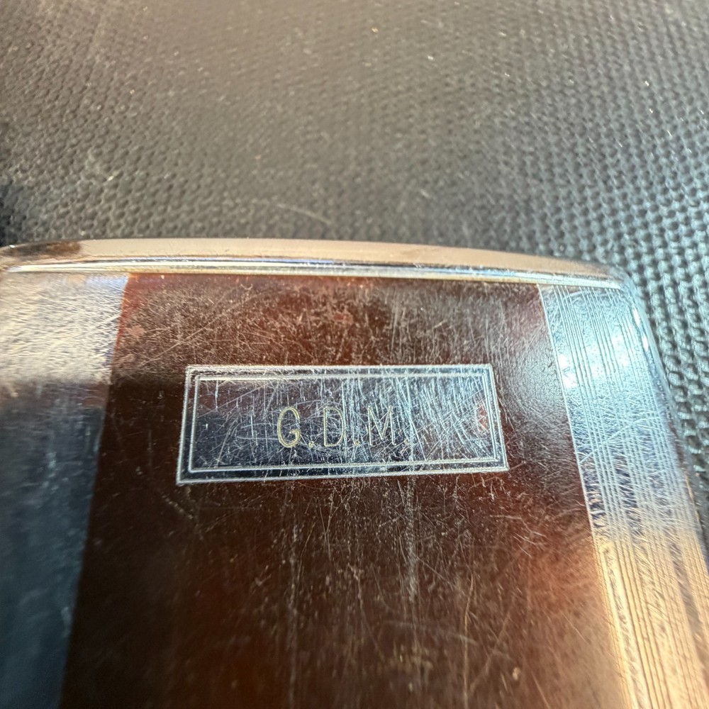 Ronson Mastercase Art Deco Cigarette Case Combo Lighter - Brown and Silver Tone