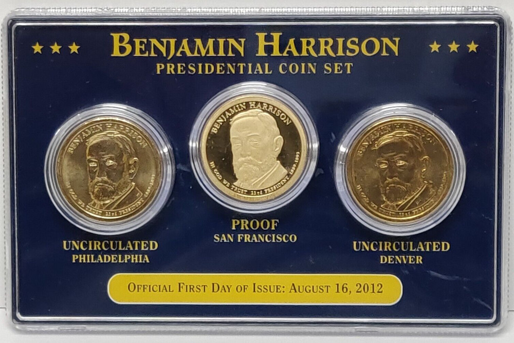 2012 PRESIDENTIAL DOLLAR COIN SET BENJAMIN HARRISON FIRST DAY OF ISSUE