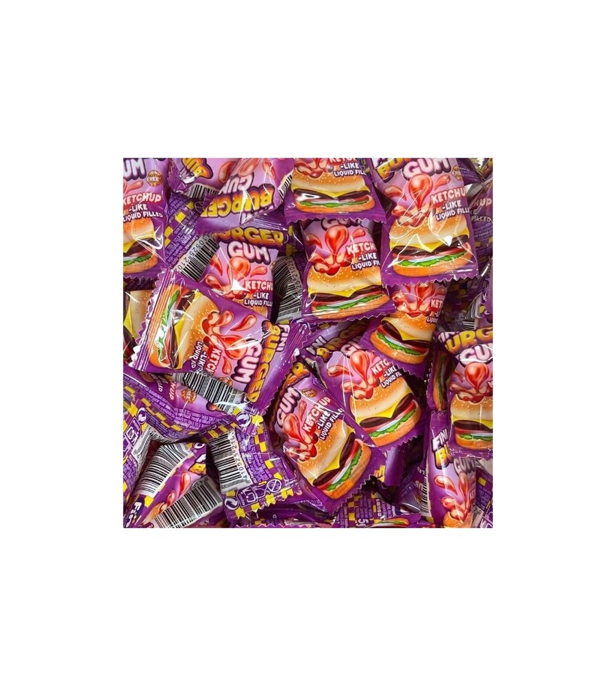 Fini Burger Bubble Gum - 24-Pack - Ketchup Flavored - Liquid Filled