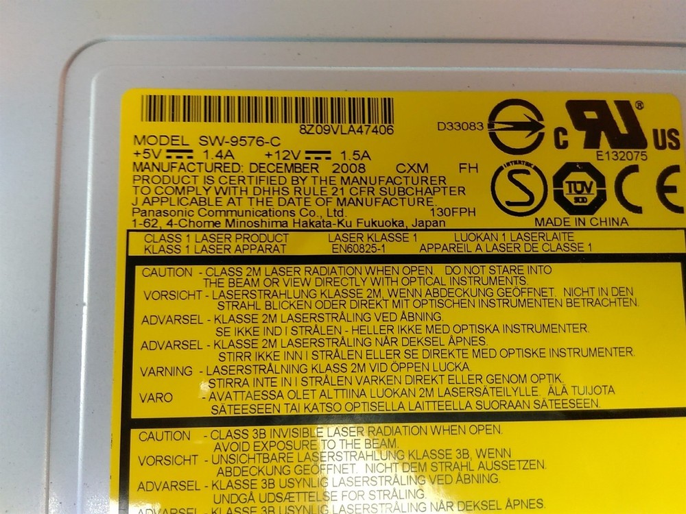 Defective Panasonic SW-9576-C IDE DVD Multi-Recorder AS-IS