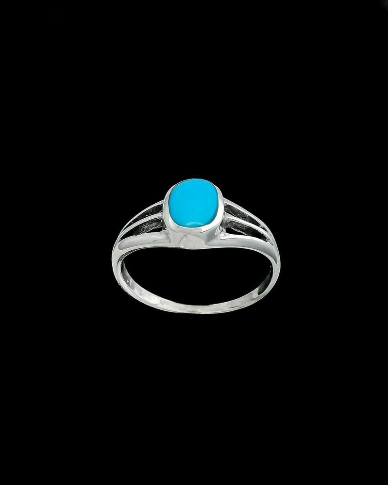 Oval Ring, Blue Resin, Size 7, Three Prong