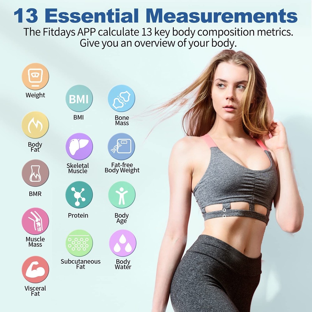 Digital Bathroom Scale Body Weight Fat Water Bluetooth BMI Smart Analyzer App