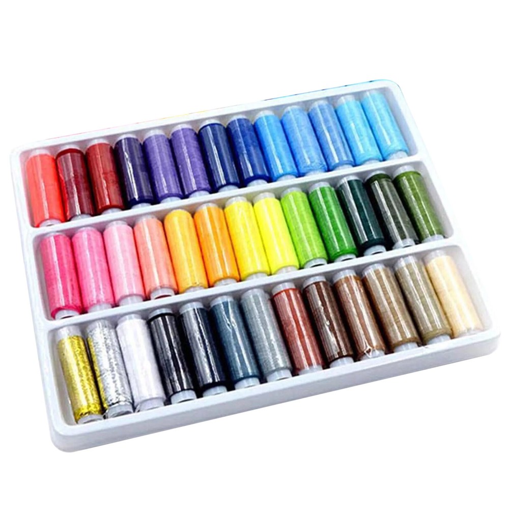 39Pcs Colored Sewing Thread Set Mixed Colors Polyester Spool Brand New