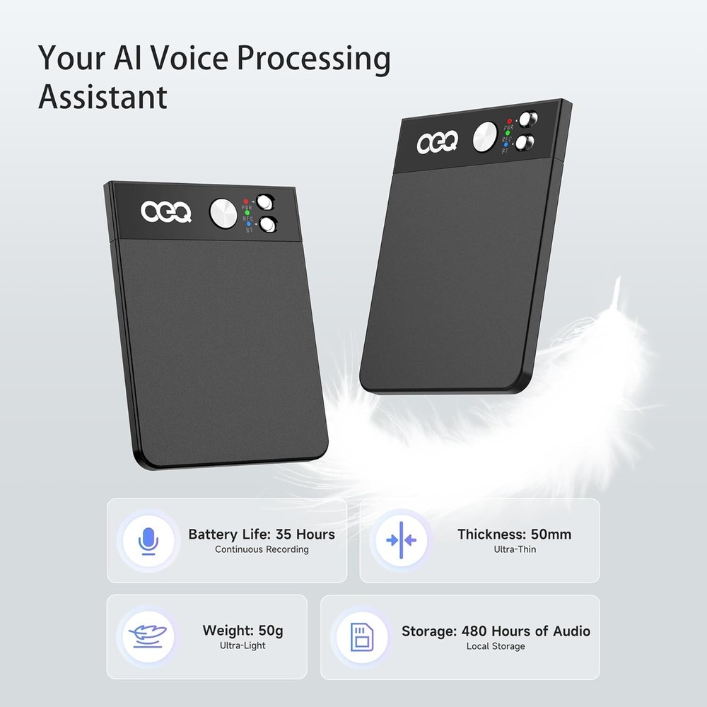 OEQ AI Voice Recorder, 64GB AI Speech Processor with Simultaneous Interpretation