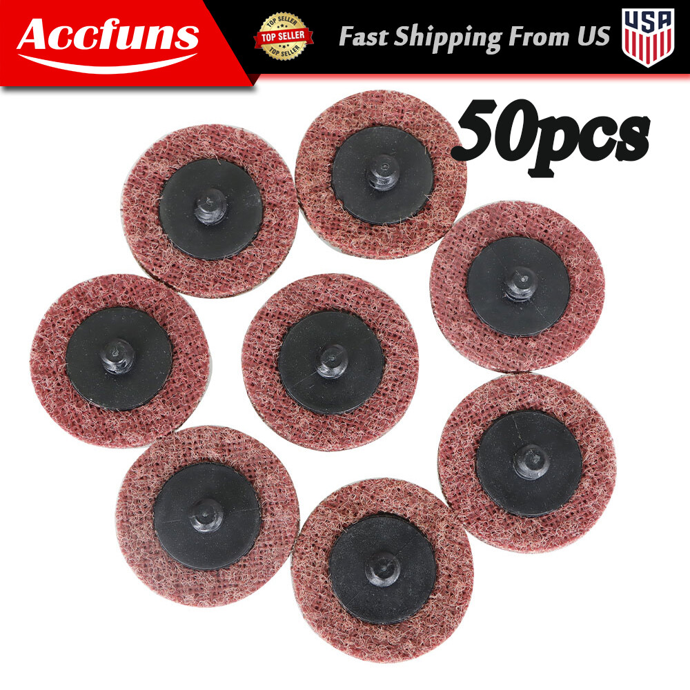 50 Pcs 2" Medium Surface Conditioning Discs Roll Lock Die Grinder Sanding Pads