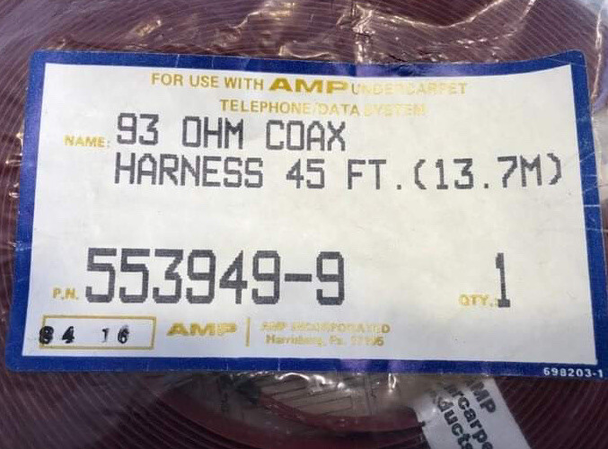 undercarpet 93 OHM coax cable Harness lp (45 Ft)