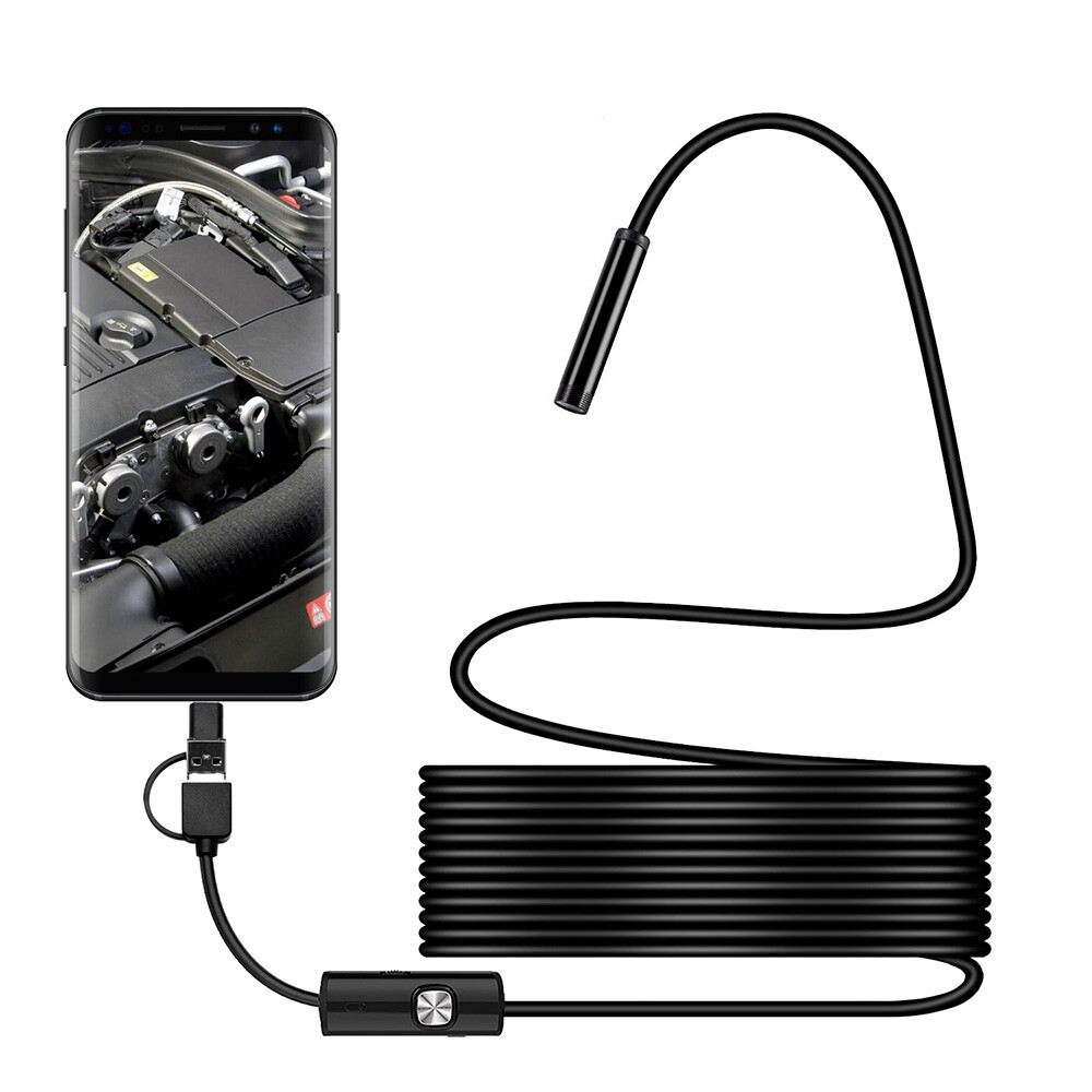 New 7mm HD Snake Endoscope Borescope Inspection Camera for USB Type C Android PC