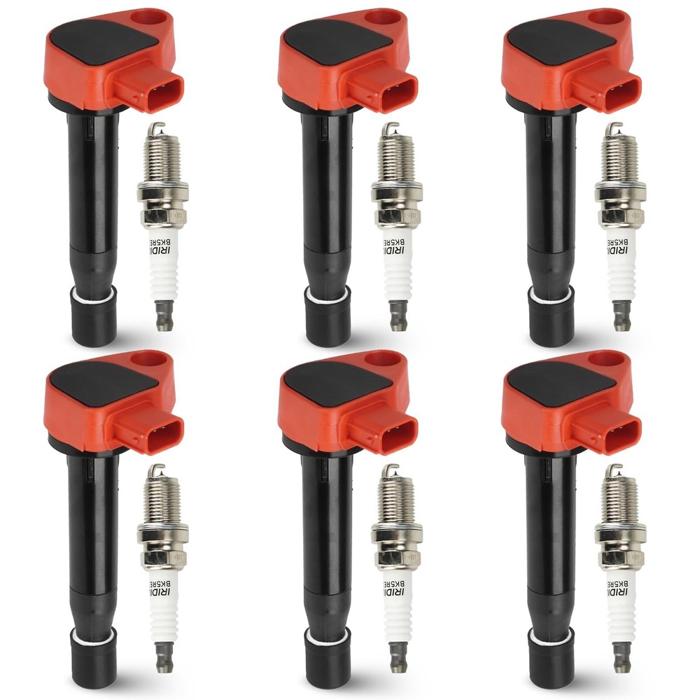 6PCS Ignition Coil Pack with 6PCS Iridium Spark Plug Compatible with Honda Ac...