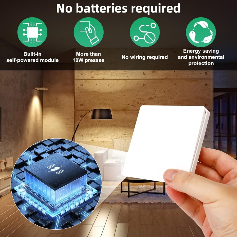 New 433MHz Wireless Remote Control Kinetic Self-powered Wall Light Switch