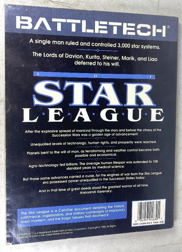 Vintage Battletech Star League 1630 1988