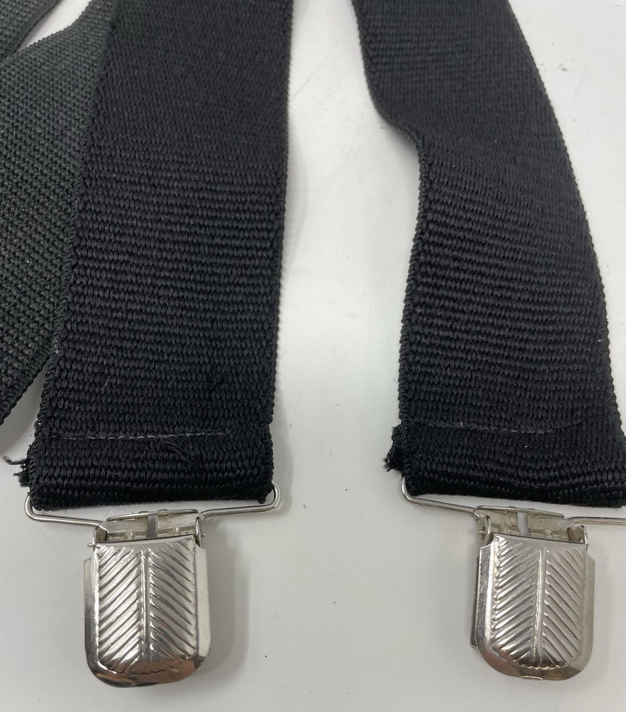 VTG Roebucks Men's 2” Solid Straight Clip Adjustable X-Back Suspender Black