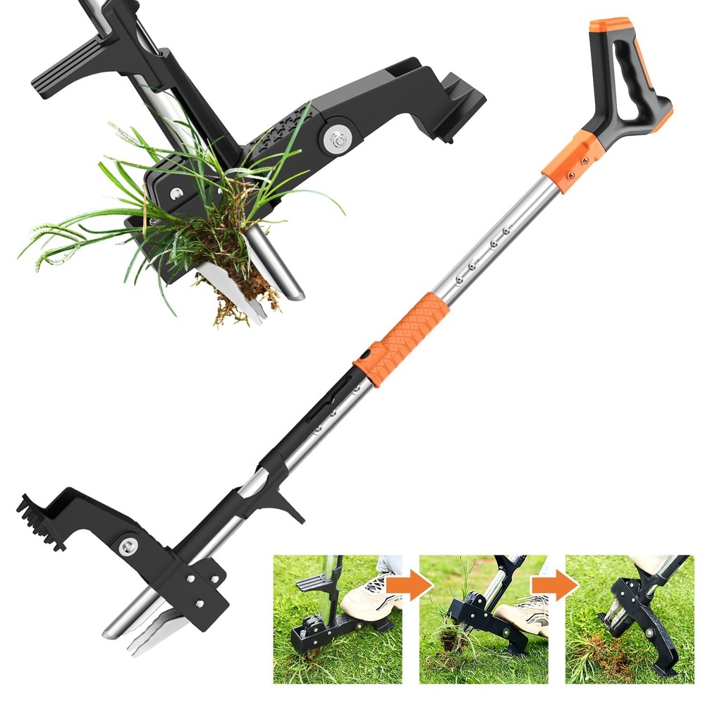 Weed Puller Tool,Detachable Stand Up Weed Puller with Long Handle,3-Claw Stee...